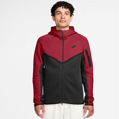 Red-Black - Front - Nike Mens Tech Chevron Full Zip Hoodie