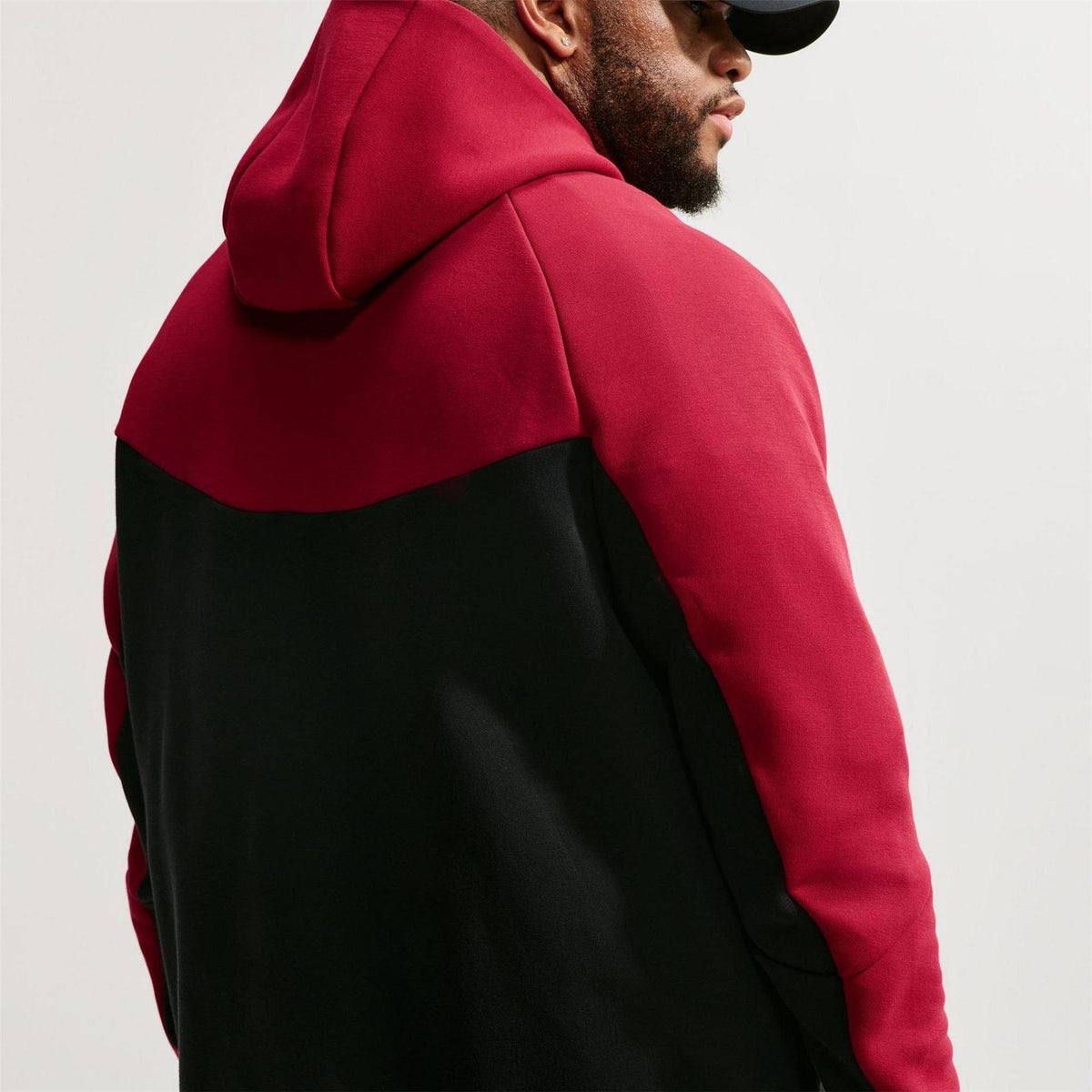 Red-Black - Pack Shot - Nike Mens Tech Chevron Full Zip Hoodie