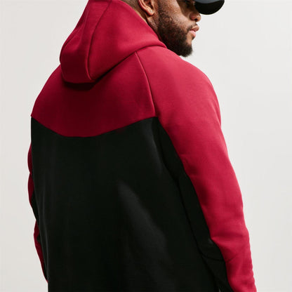 Red-Black - Pack Shot - Nike Mens Tech Chevron Full Zip Hoodie