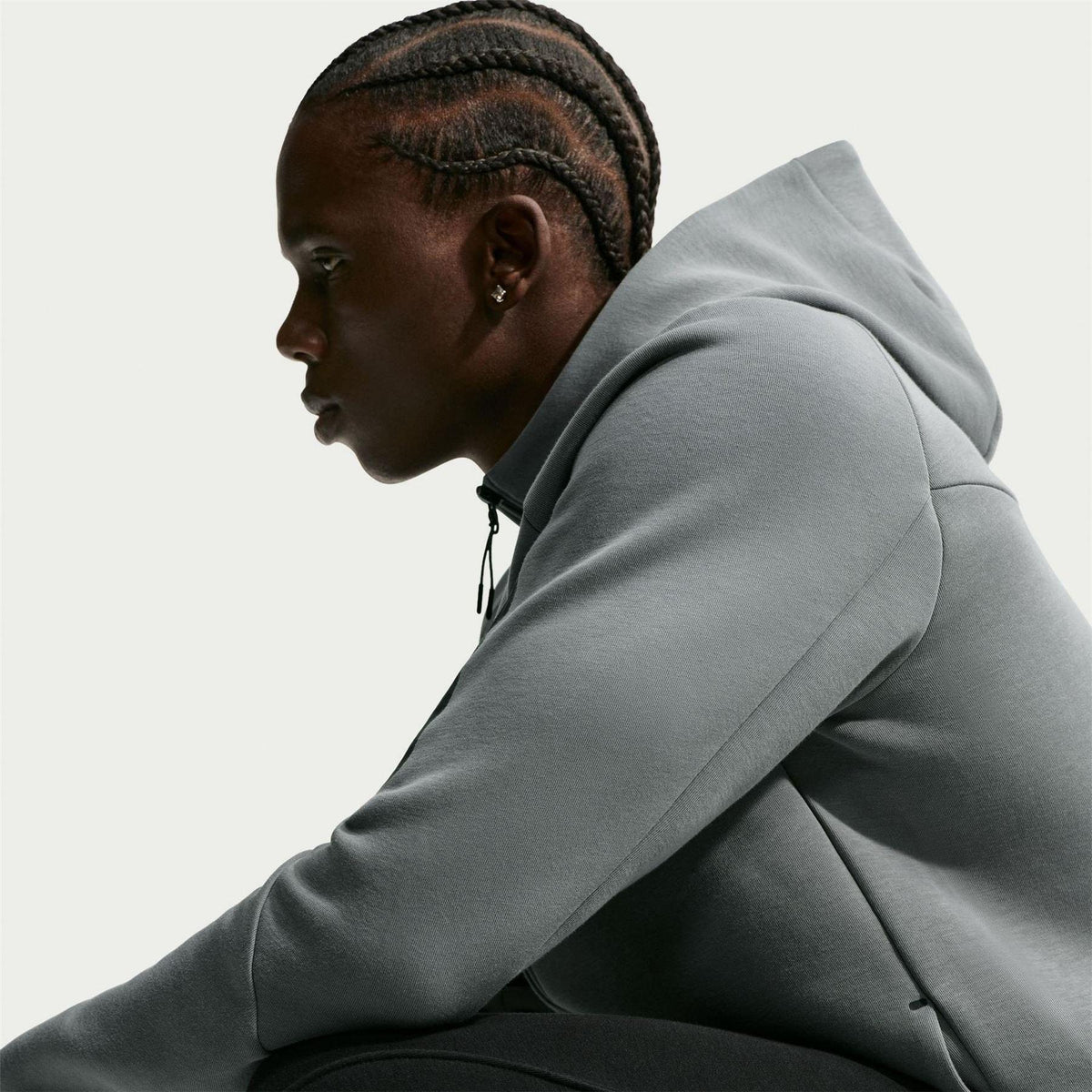 Smoke Grey - Side - Nike Mens Tech Chevron Full Zip Hoodie
