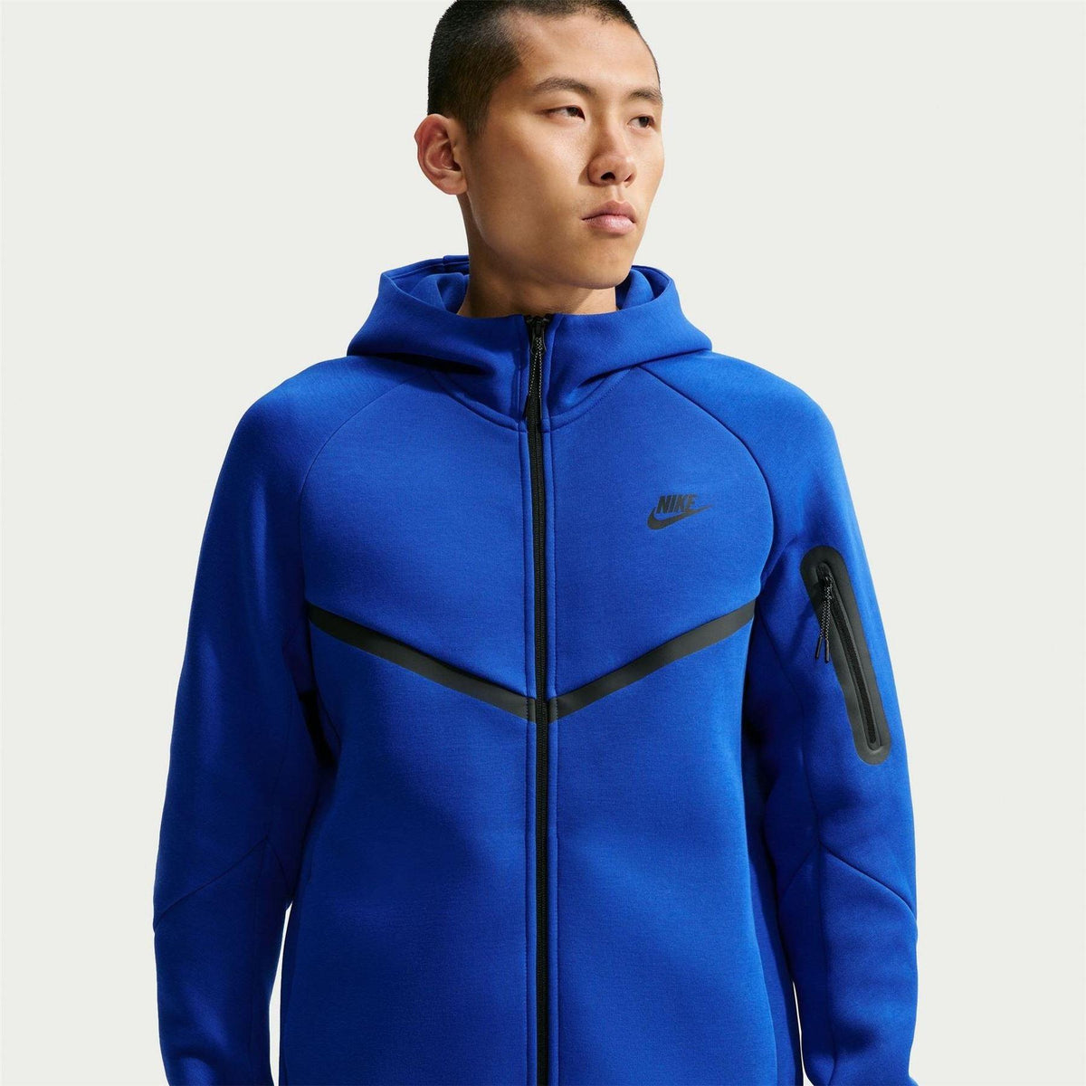 Retro Royal - Front - Nike Mens Tech Chevron Full Zip Hoodie