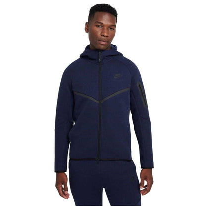Obsidian Blue-Black - Front - Nike Mens Tech Chevron Full Zip Hoodie