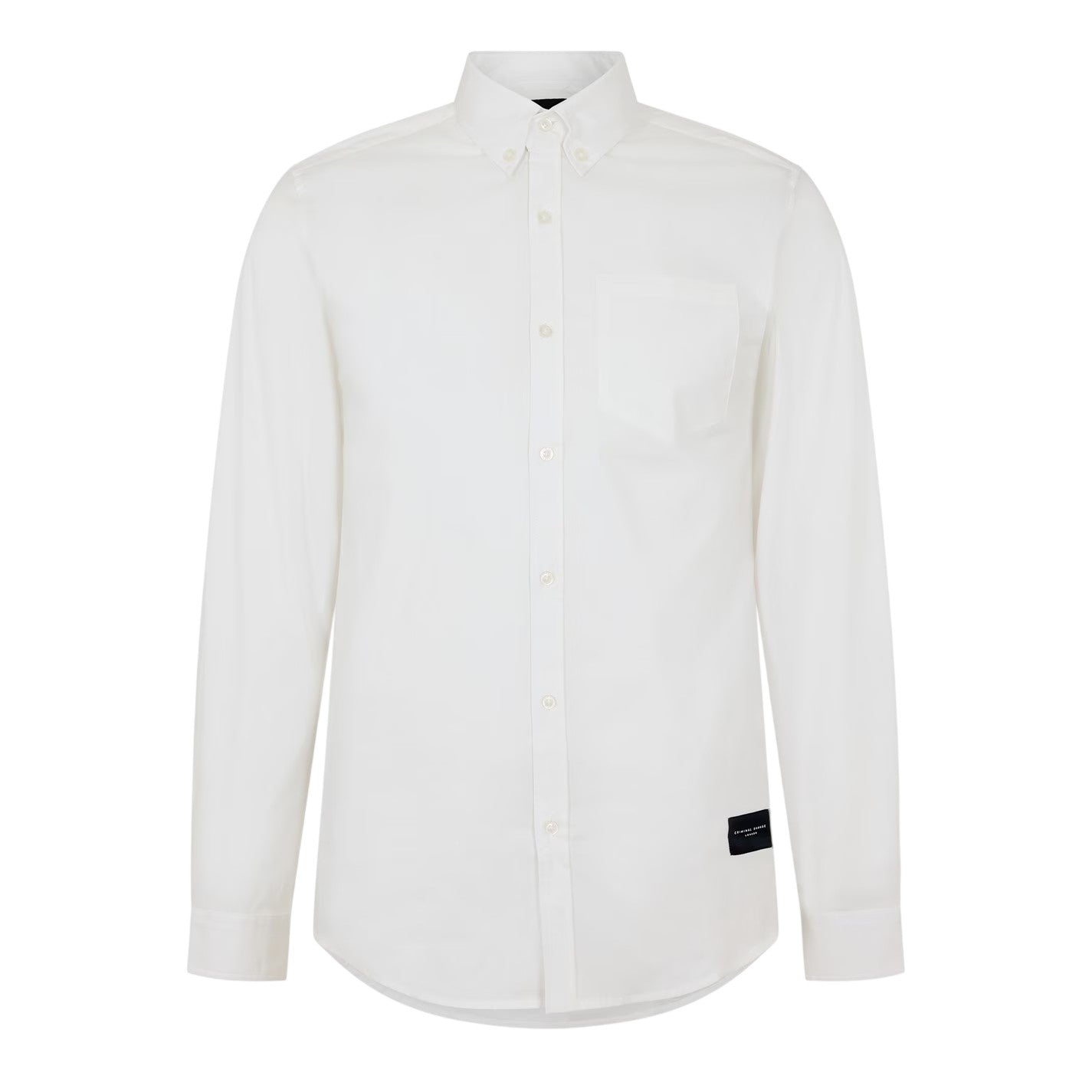 White - Front - Criminal Damage Mens Salvator Collared Long-Sleeved Shirt
