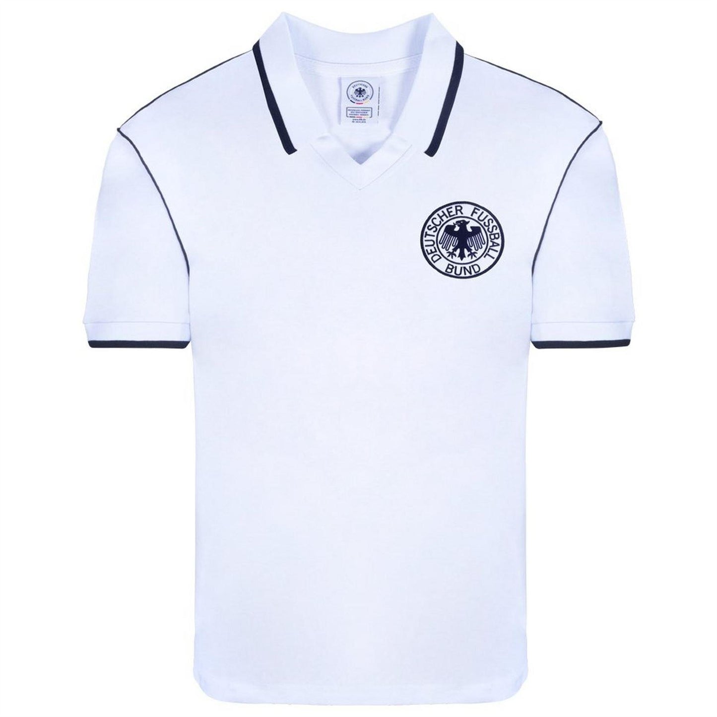 White-Black - Front - Score Draw Mens 1978 World Cup Germany DFB Football Shirt