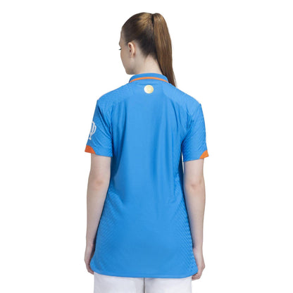 Bright Blue - Back - Adidas Womens-Ladies One Day India Cricket T-Shirt
