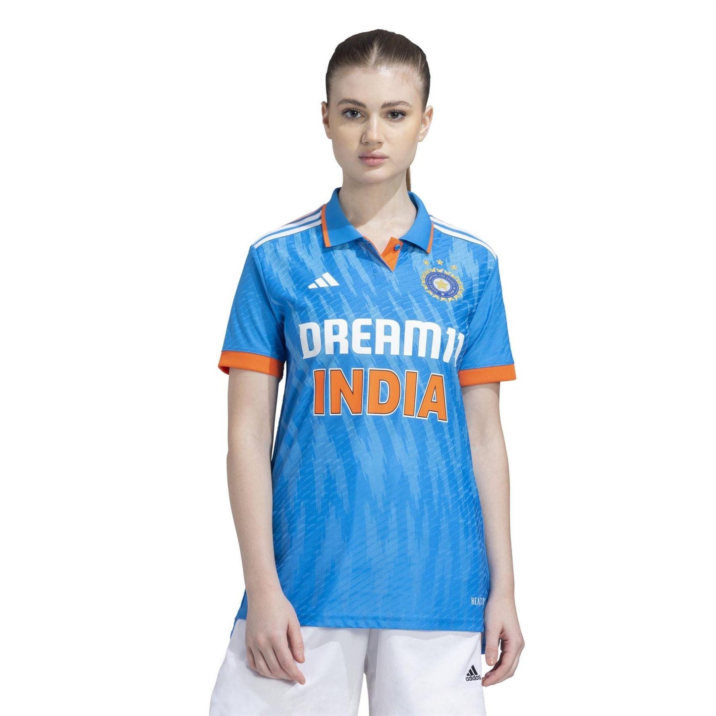 Bright Blue - Front - Adidas Womens-Ladies One Day India Cricket T-Shirt