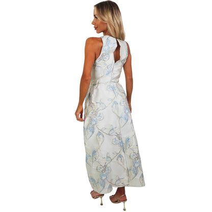 Ice Blue - Back - AX Paris Womens-Ladies Floral Jacquard Midi Dress