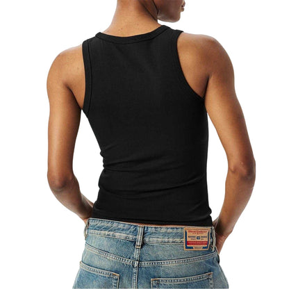 Black - Pack Shot - Diesel Womens-Ladies T-Lynys Oval Logo Vest Top