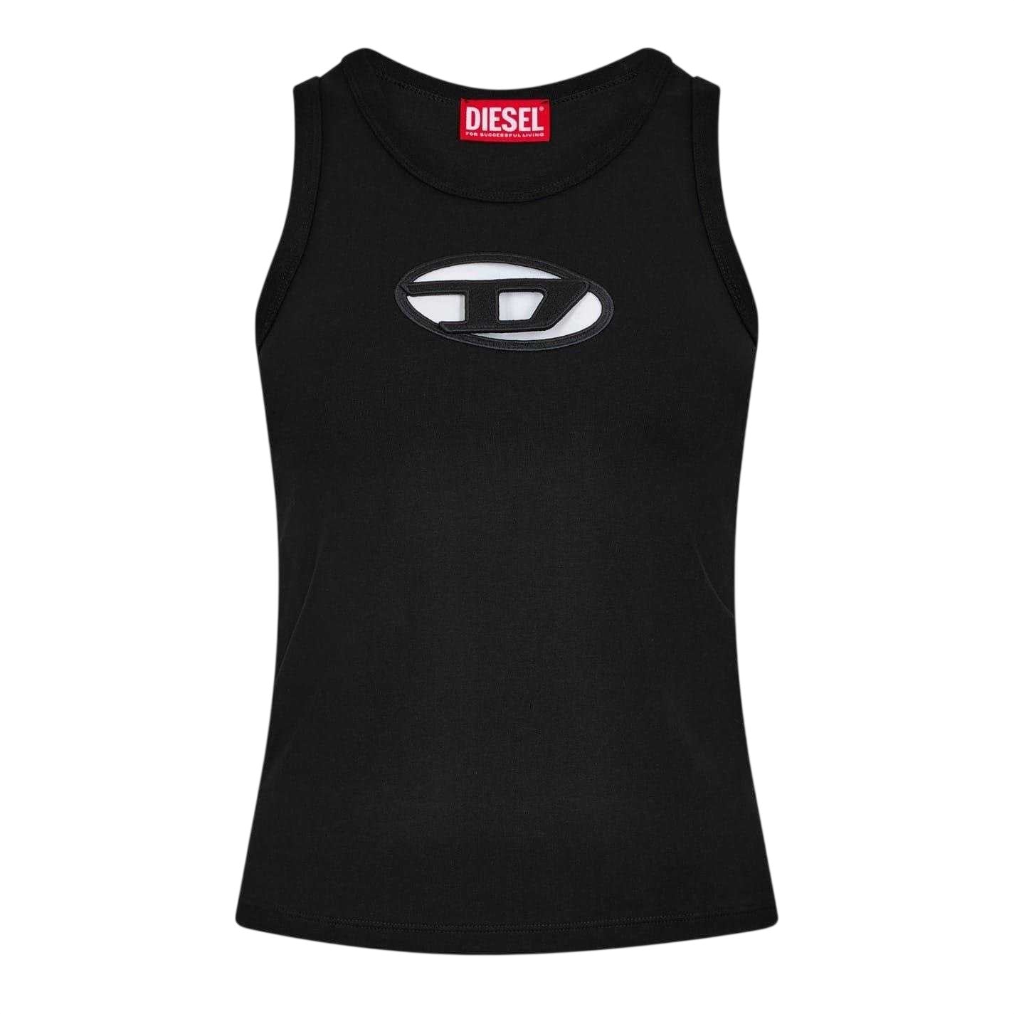 Black - Front - Diesel Womens-Ladies T-Lynys Oval Logo Vest Top