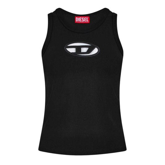 Black - Front - Diesel Womens-Ladies T-Lynys Oval Logo Vest Top