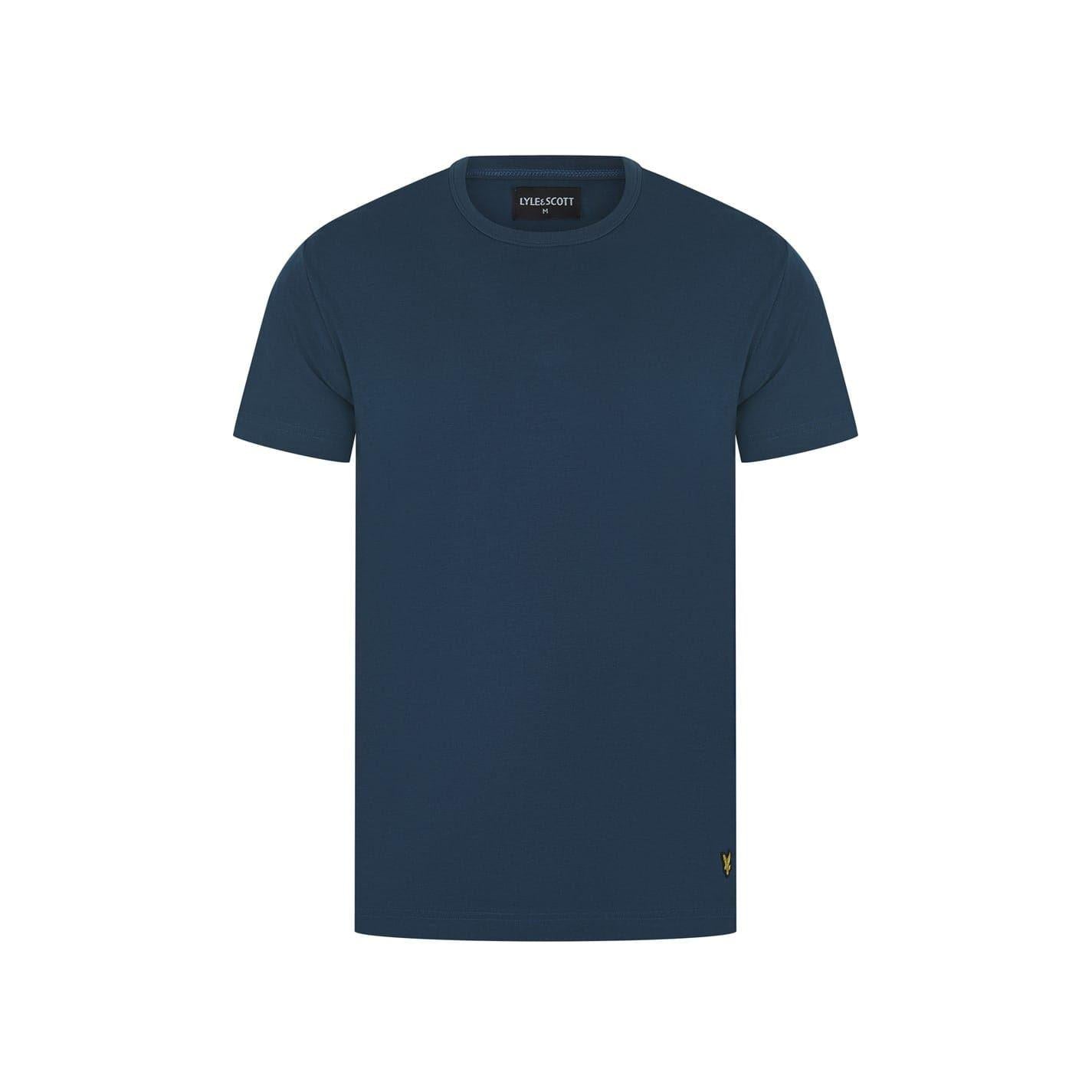 Dark Denim - Back - Lyle & Scott Mens Idris Crew Neck Short-Sleeved Loungewear Set