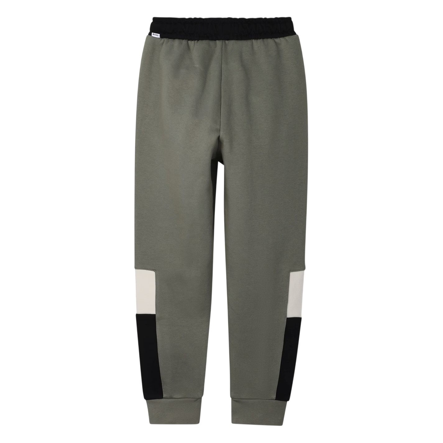 Green - Back - Boss Boys Fleece Colour Block Slim Joggers