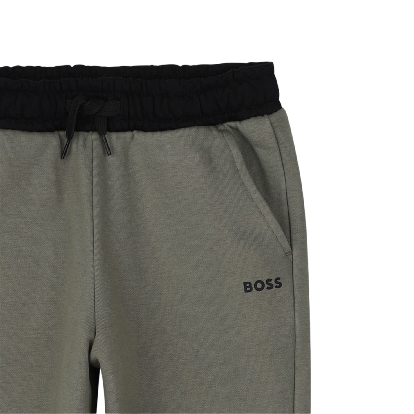 Green - Side - Boss Boys Fleece Colour Block Slim Joggers