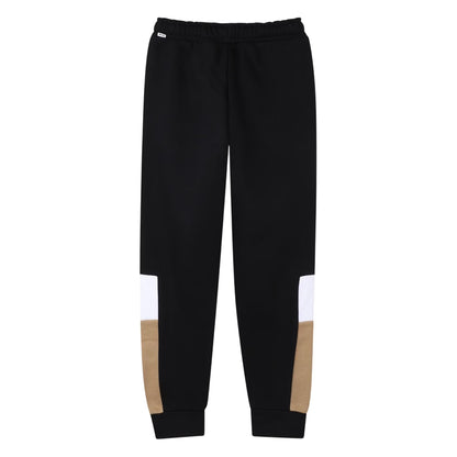 Black - Back - Boss Boys Fleece Colour Block Slim Joggers
