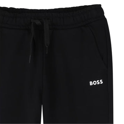 Black - Side - Boss Boys Fleece Colour Block Slim Joggers