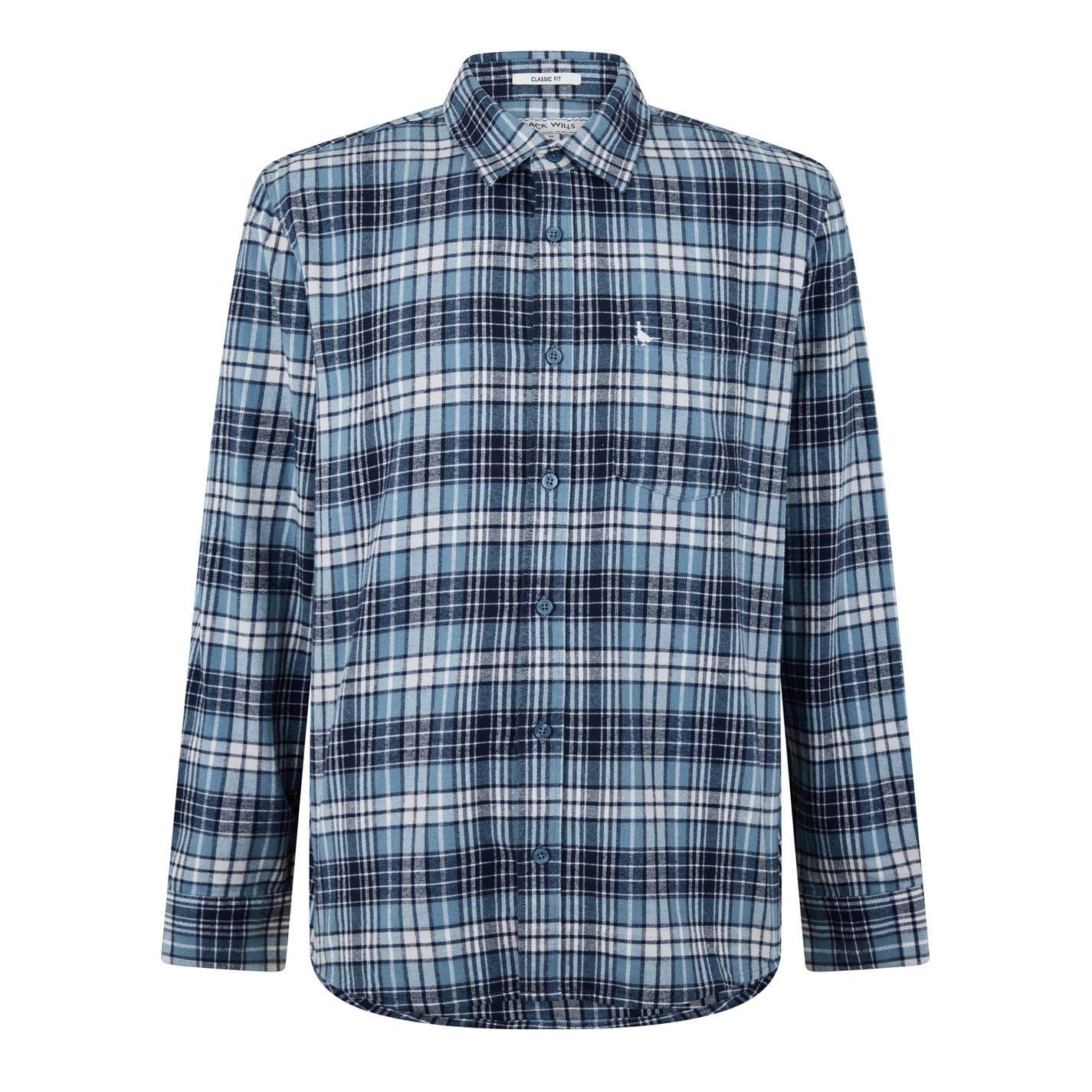 Navy - Front - Jack Wills Mens Checked Long-Sleeved Shirt