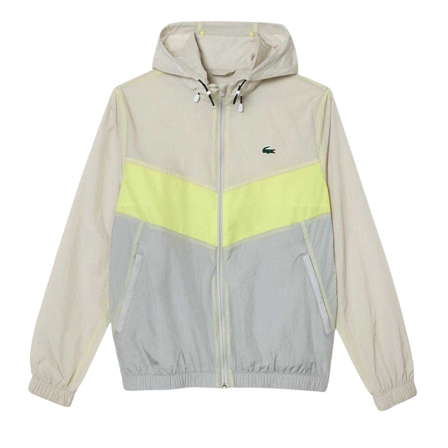 Grey-Yellow - Front - Lacoste Mens Logo Full Zip Blouson Jacket