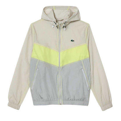 Grey-Yellow - Front - Lacoste Mens Logo Full Zip Blouson Jacket