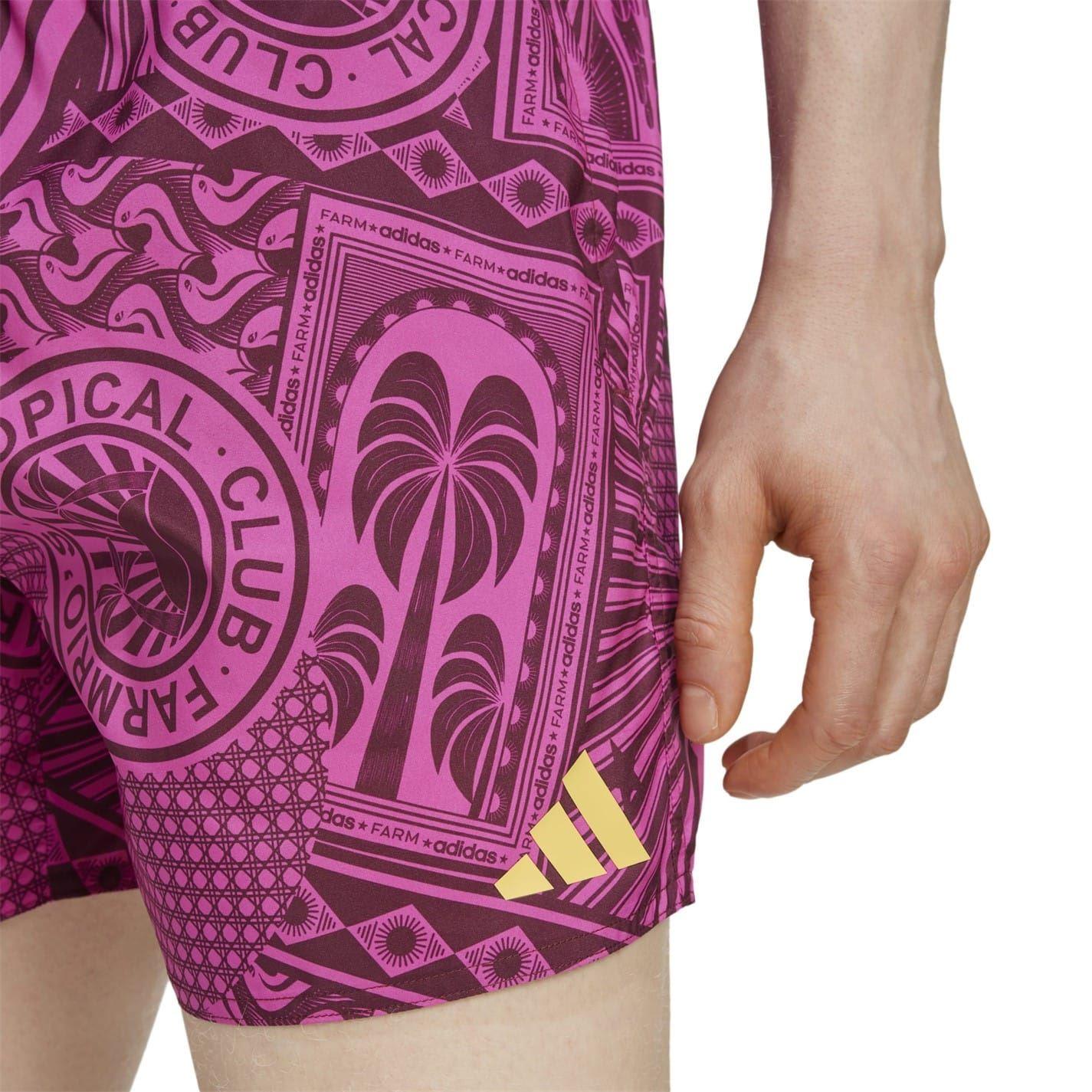 Fuchsia Red - Back - Adidas Mens Farm Rio Swim Shorts