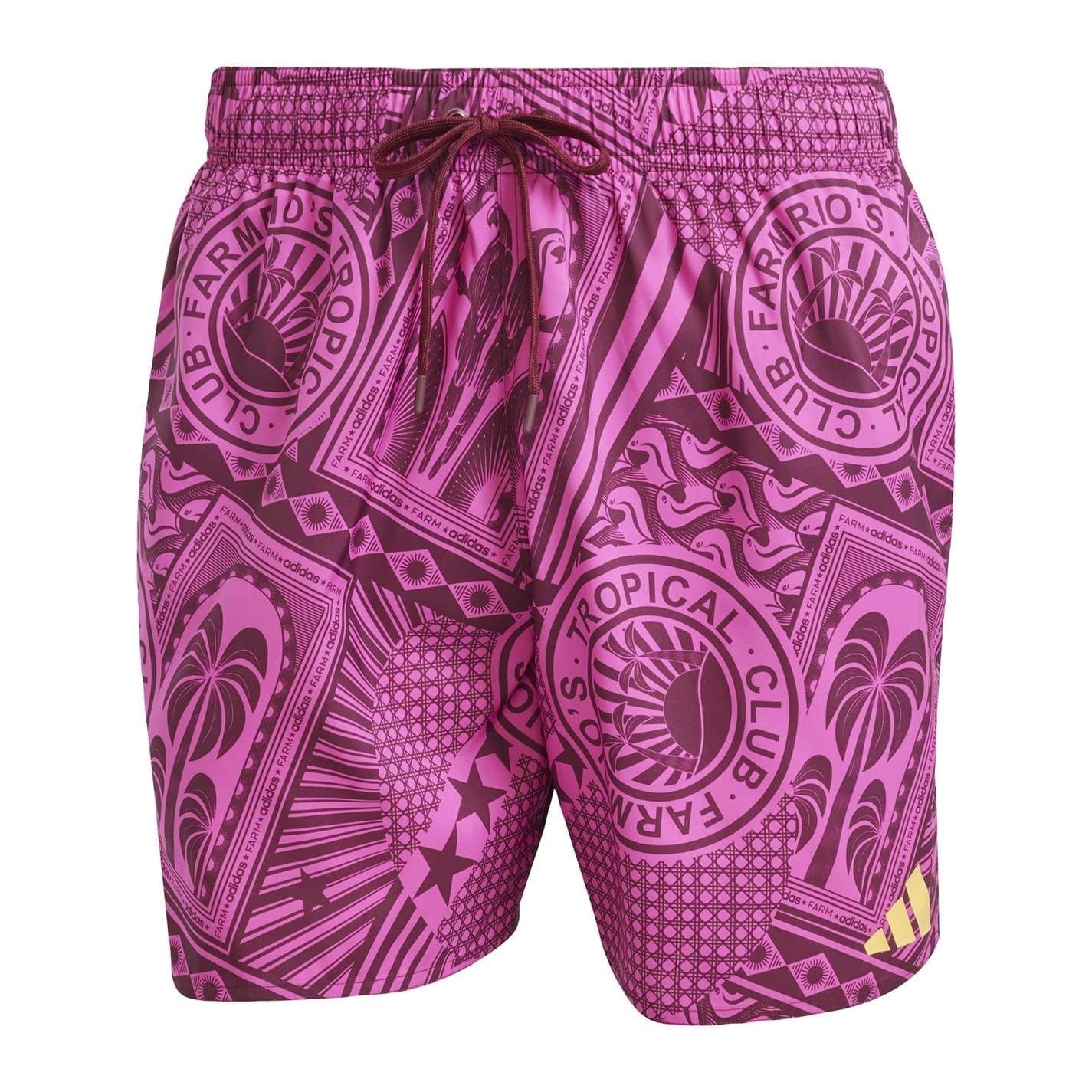 Fuchsia Red - Front - Adidas Mens Farm Rio Swim Shorts