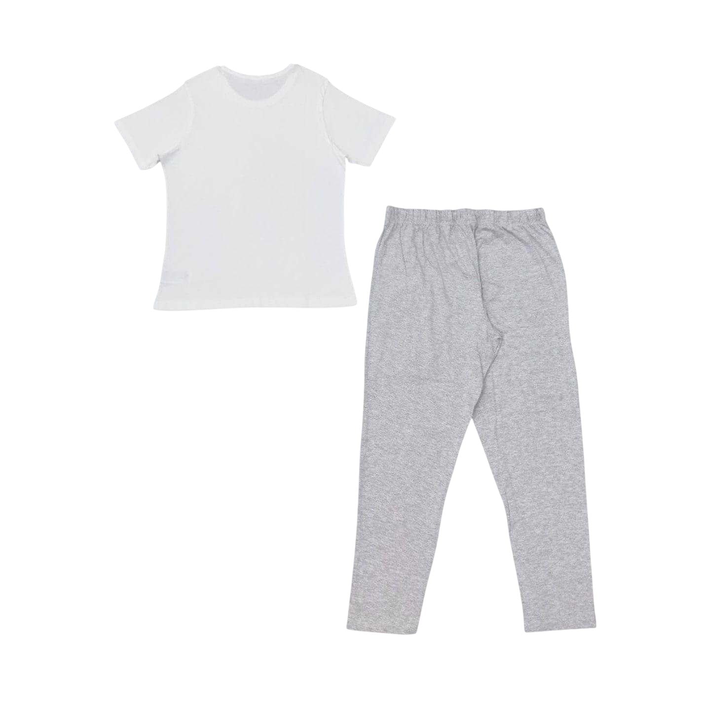 Grey - Back - Linea Womens-Ladies Blank Short-Sleeved Pyjama Set
