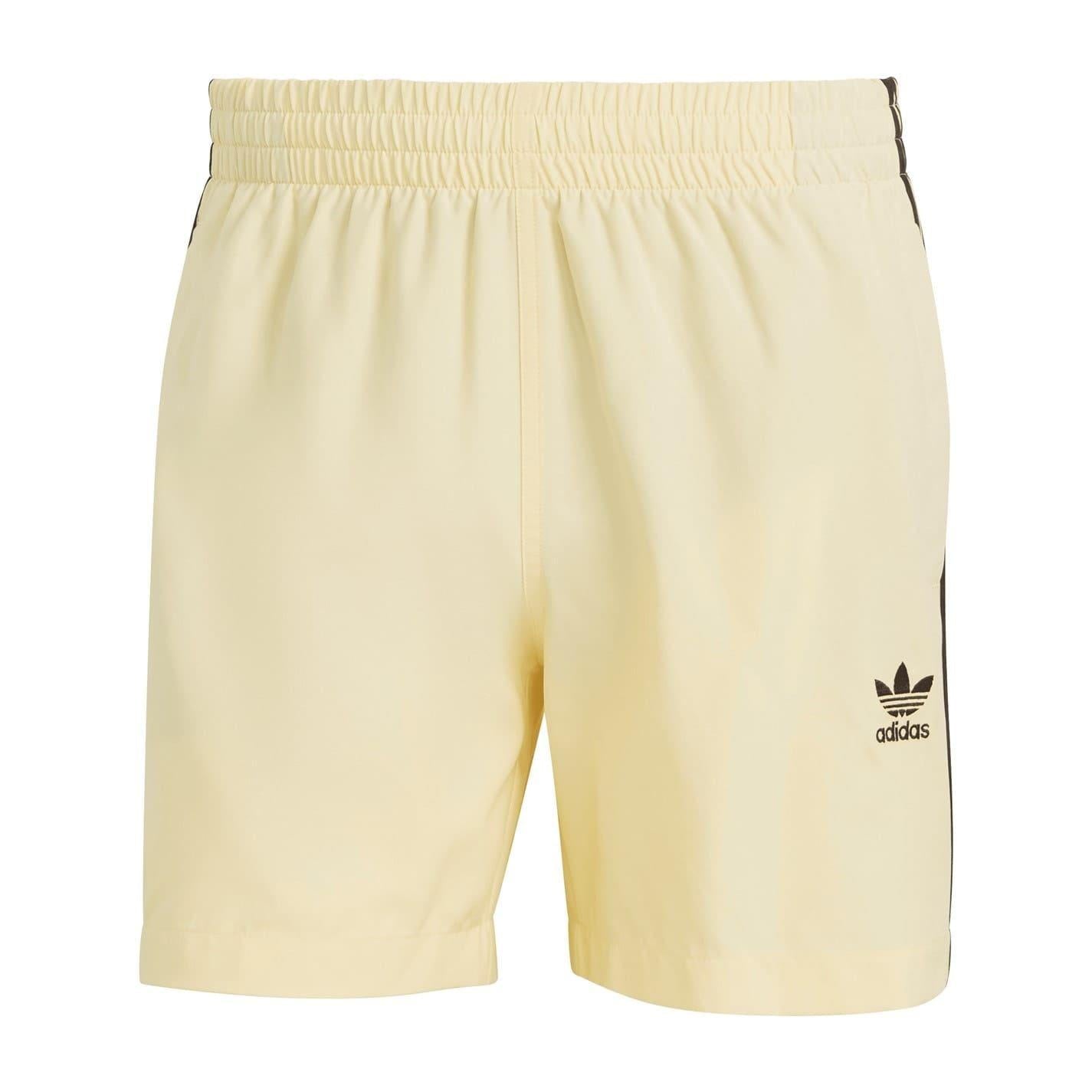 Yellow-Black - Front - Adidas Mens Originals 3 Stripes Swim Shorts