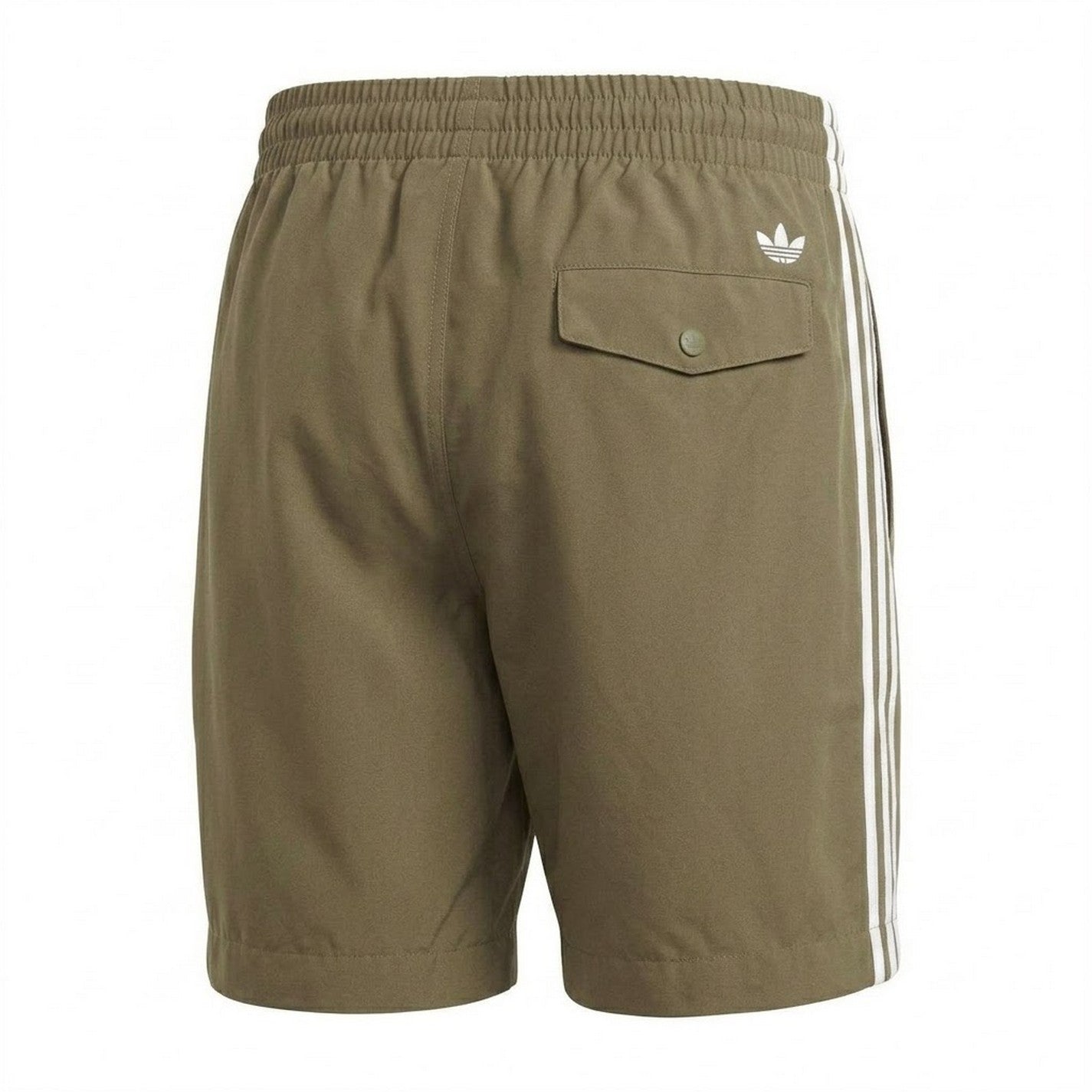Olive-White - Back - Adidas Mens Originals 3 Stripes Swim Shorts
