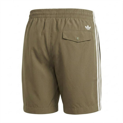 Olive-White - Back - Adidas Mens Originals 3 Stripes Swim Shorts