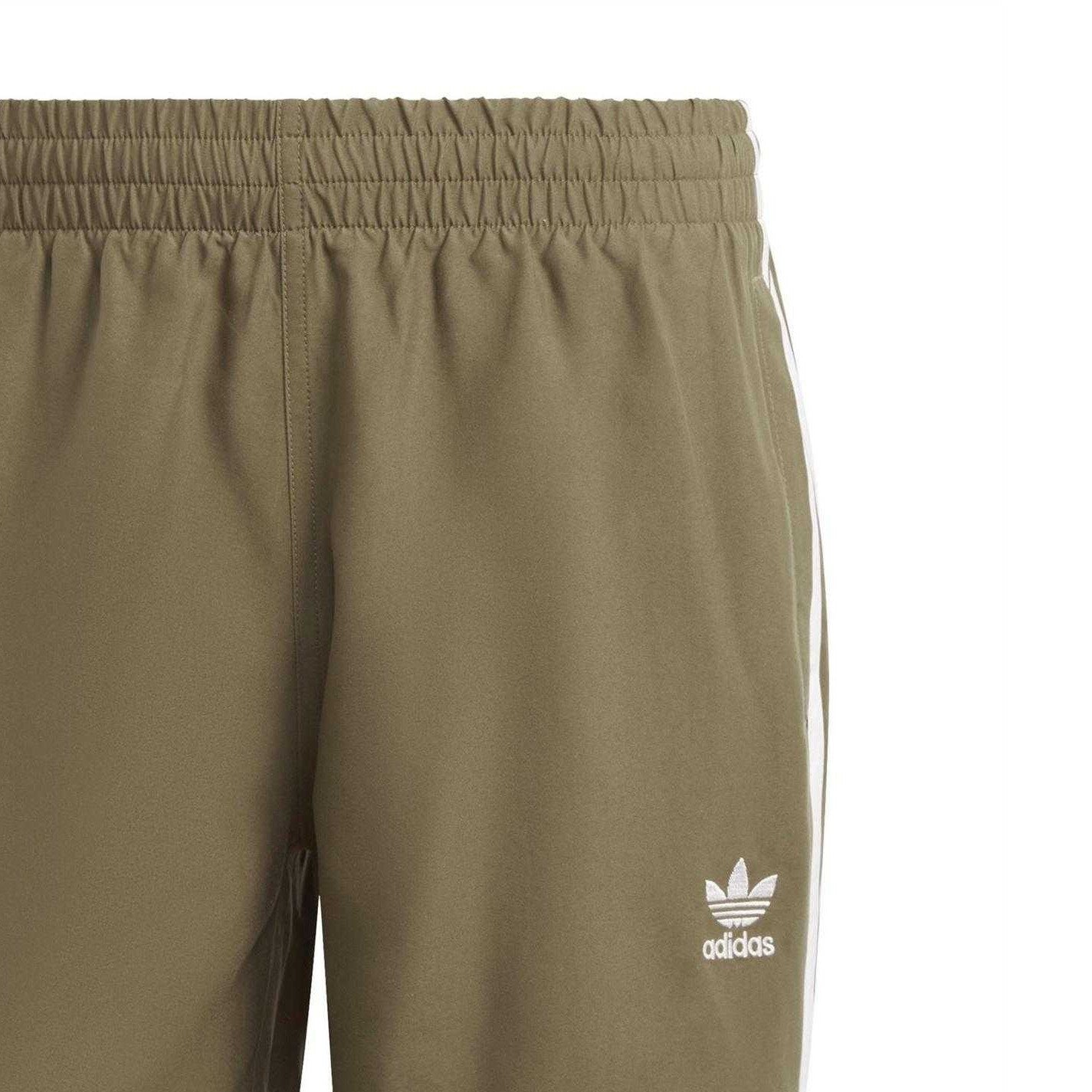 Olive-White - Side - Adidas Mens Originals 3 Stripes Swim Shorts