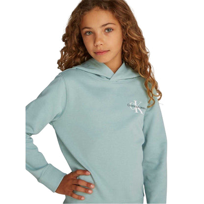 Green - Side - Calvin Klein Childrens-Kids Cotton Pullover Hoodie