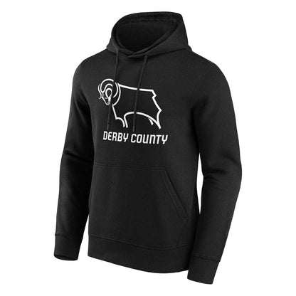 Black - Front - Derby County FC Mens Hoodie