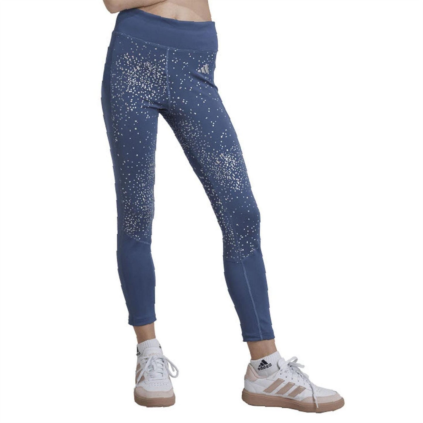 Navy Print - Pack Shot - Adidas Girls Glam Tight 7-8 Leggings
