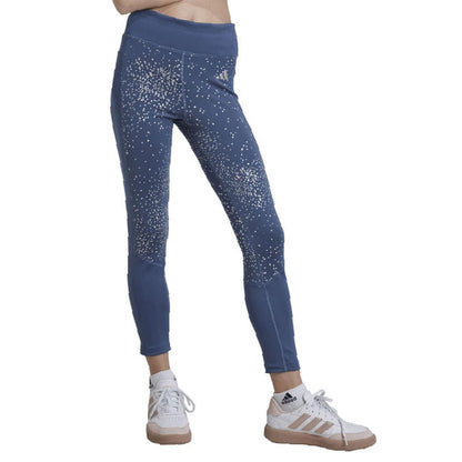 Navy Print - Pack Shot - Adidas Girls Glam Tight 7-8 Leggings