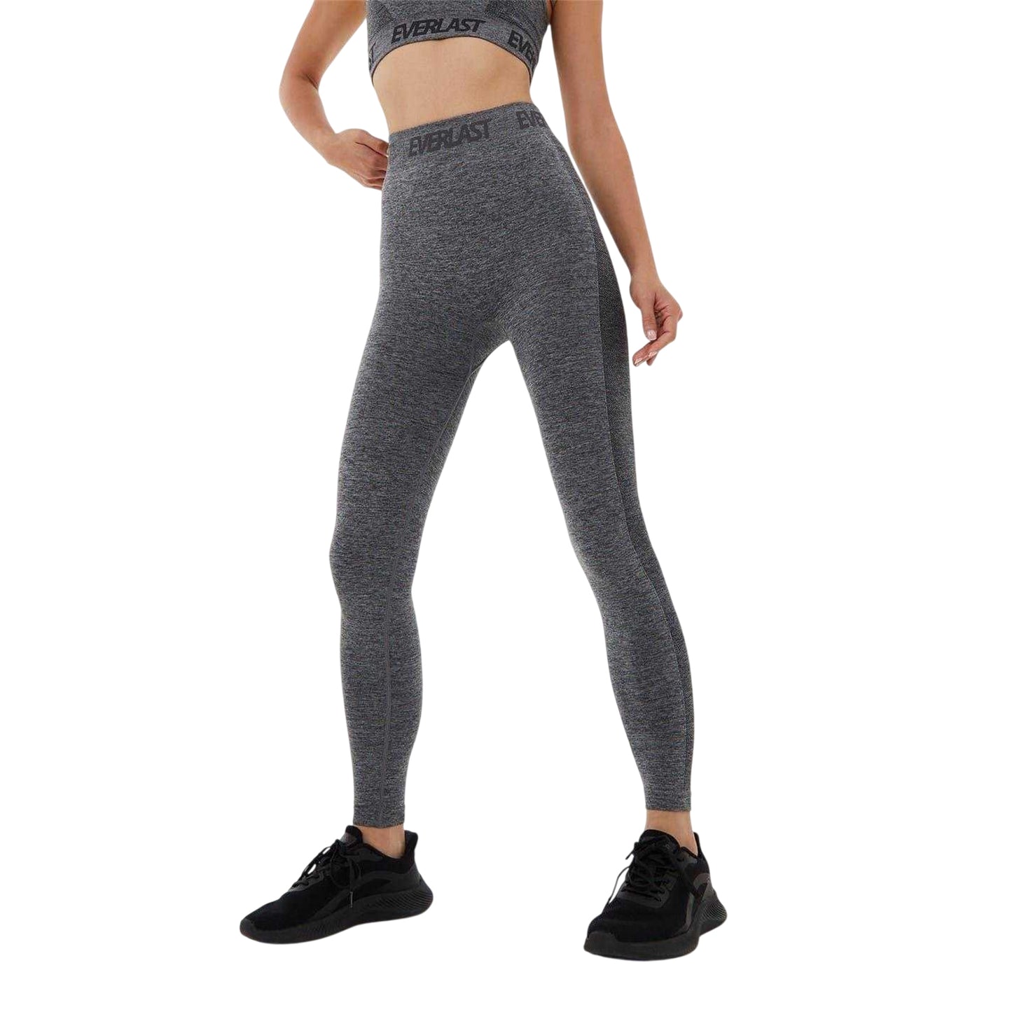 Charcoal - Side - Everlast Womens-Ladies Logo Seamless Leggings