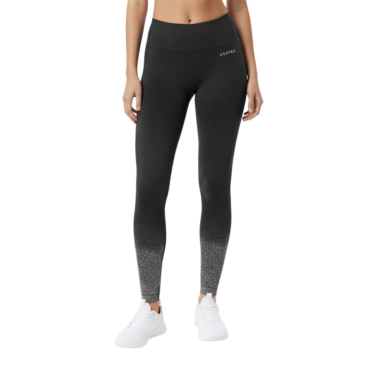 Black-Grey - Side - USA Womens-Ladies Ombre Leggings