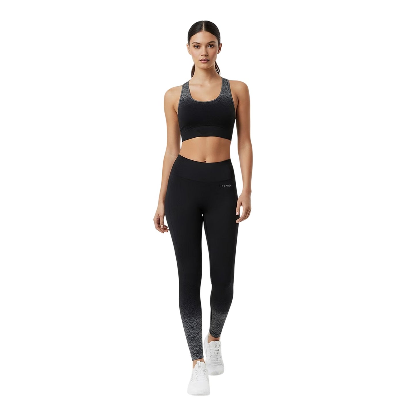 Black-Grey - Pack Shot - USA Womens-Ladies Ombre Leggings