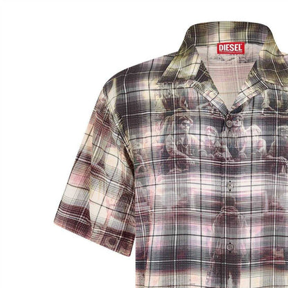 Black - Back - Diesel Mens S-Tilborg Graphic Collared Shirt