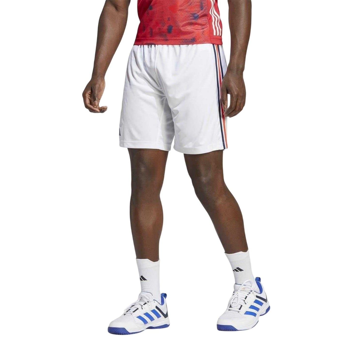White-Navy-Red - Side - Adidas Mens France Handball Shorts
