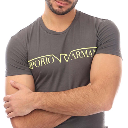 Grey - Side - Emporio Armani Mens Crew Neck T-Shirt