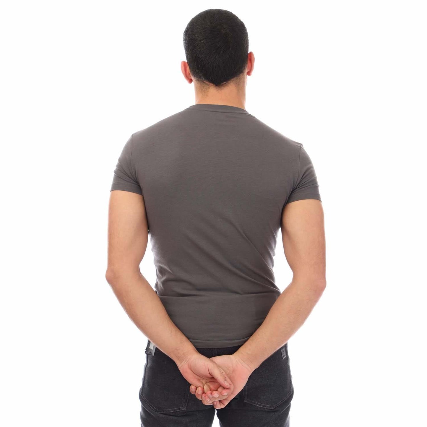 Grey - Back - Emporio Armani Mens Crew Neck T-Shirt