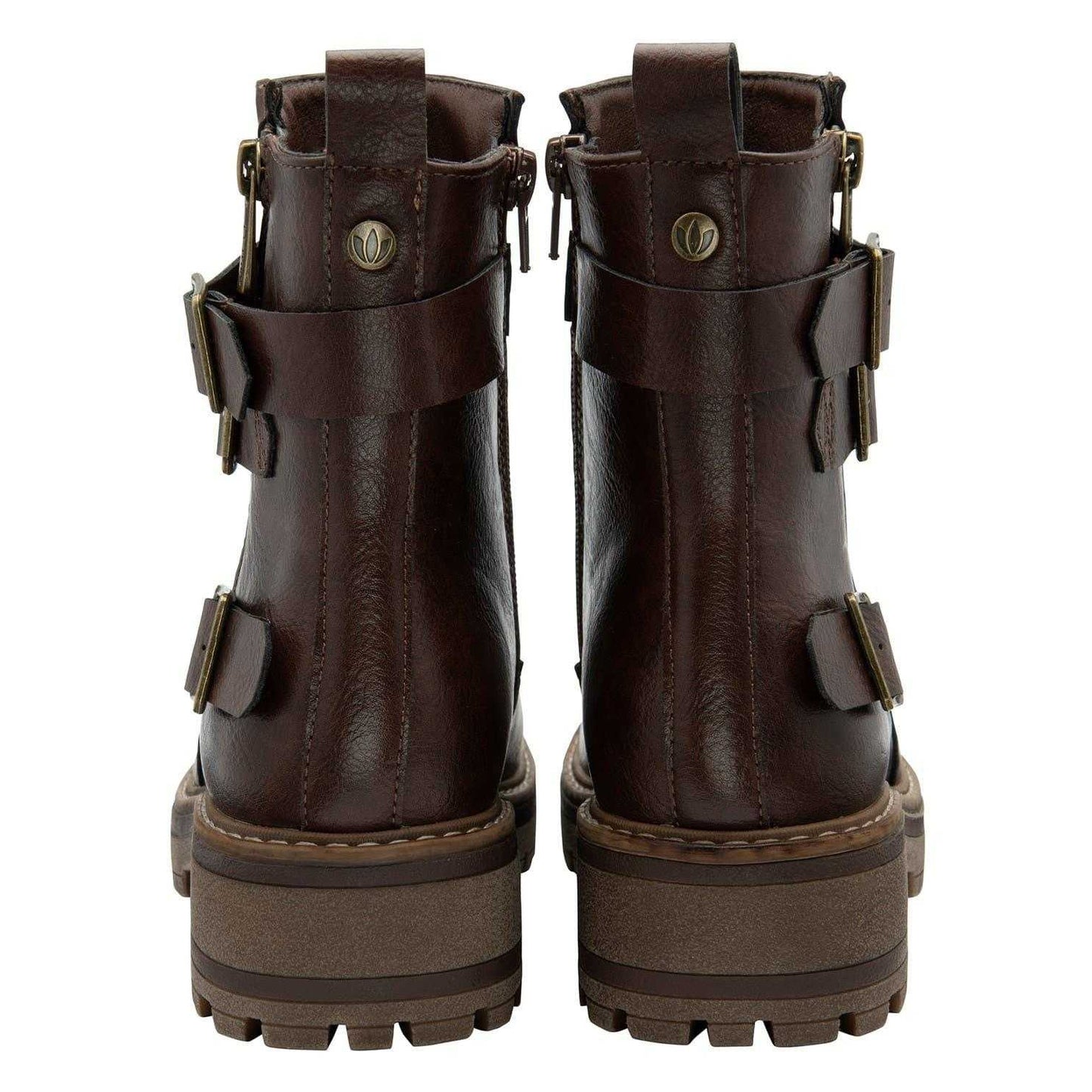 Brown - Back - Lotus Shoes Womens-Ladies Harrie Zip Ankle Boots