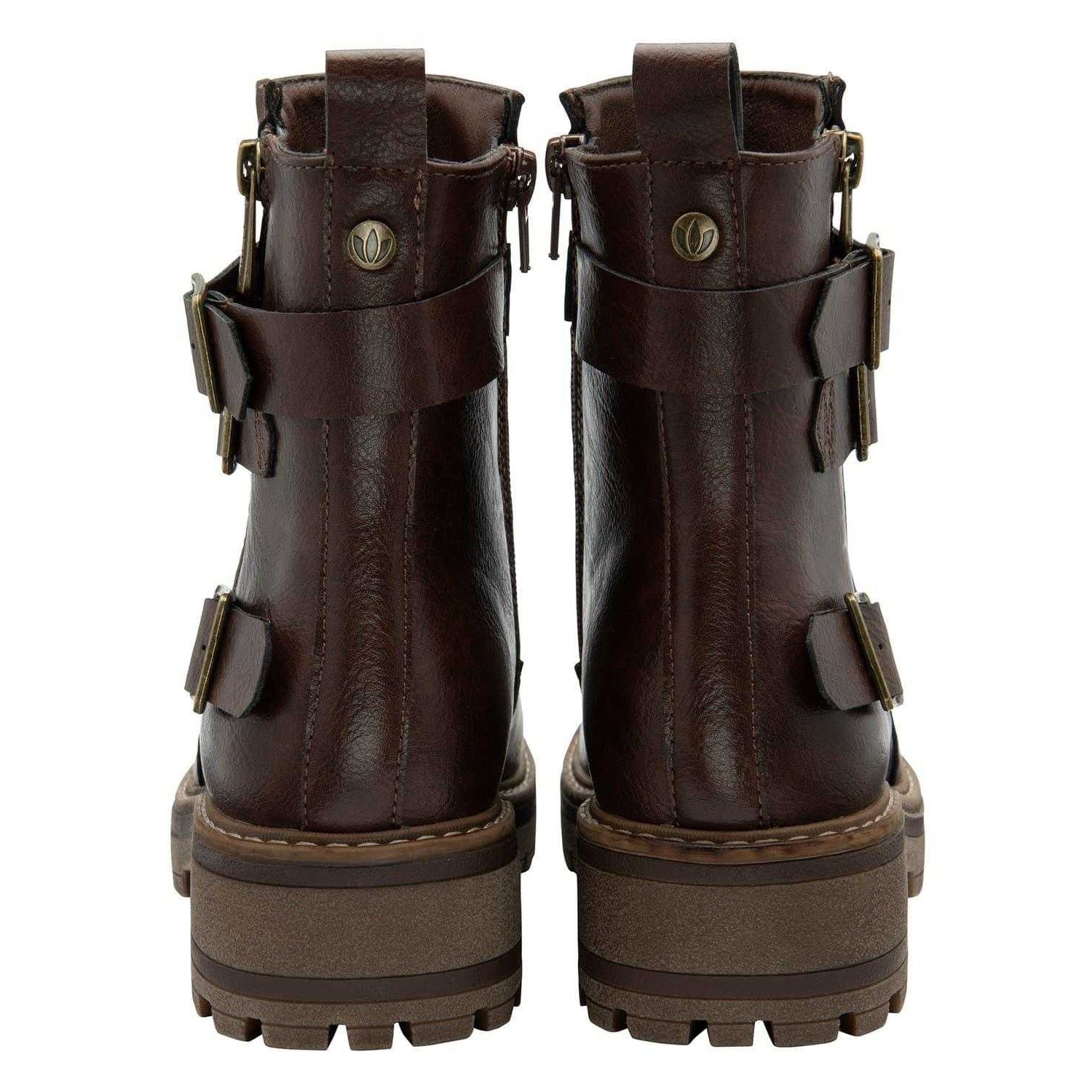 Brown - Back - Lotus Shoes Womens-Ladies Harrie Zip Ankle Boots