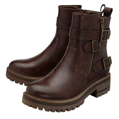 Brown - Side - Lotus Shoes Womens-Ladies Harrie Zip Ankle Boots
