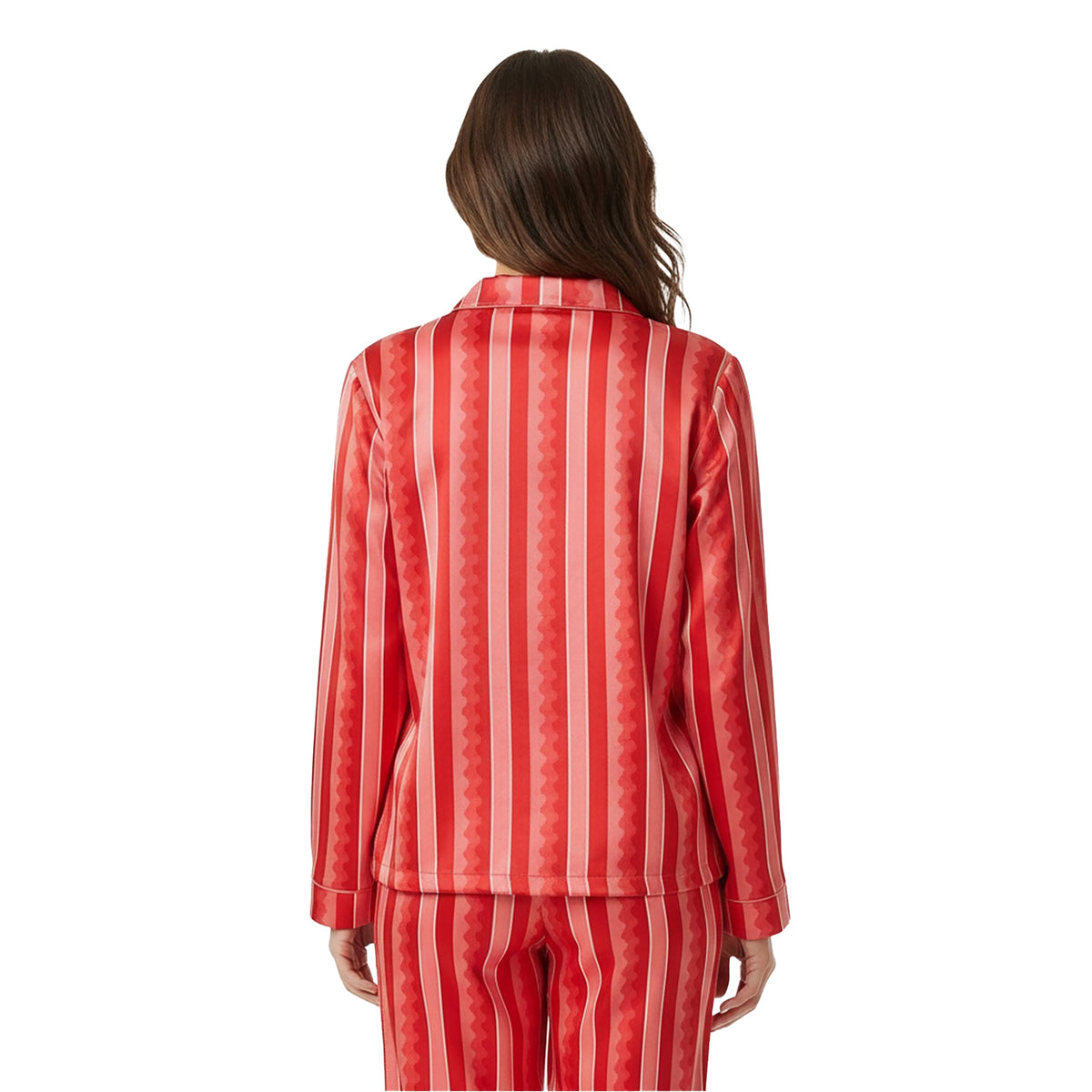 Pink - Lifestyle - Chelsea Peers Womens-Ladies Wavy Lines Satin Long Pyjama Set