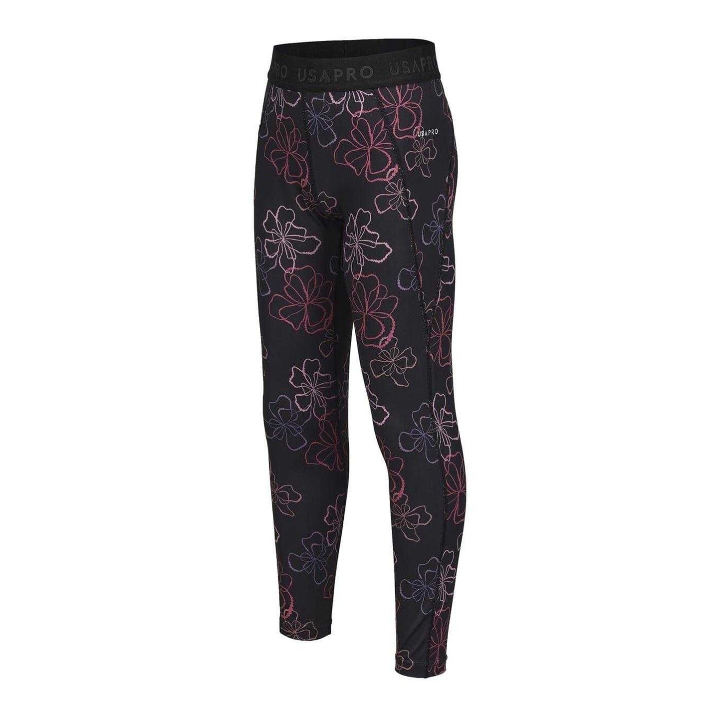 Floral - Side - USA Pro Girls Tight Leggings