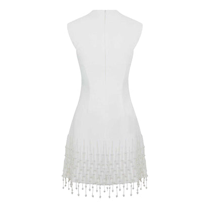 White - Back - Odd Muse Womens-Ladies Pearl Drop Sleeve Dress