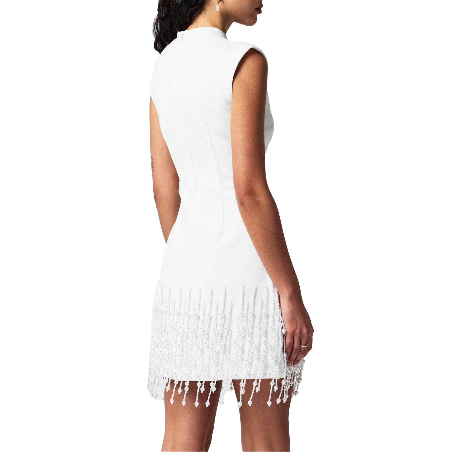 White - Lifestyle - Odd Muse Womens-Ladies Pearl Drop Sleeve Dress