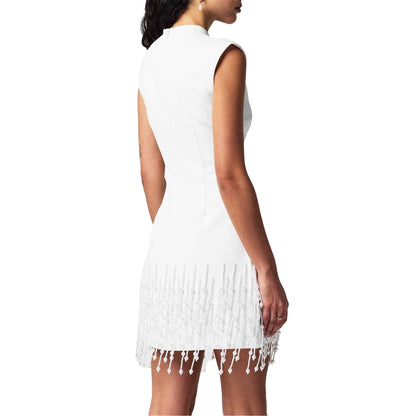 White - Lifestyle - Odd Muse Womens-Ladies Pearl Drop Sleeve Dress