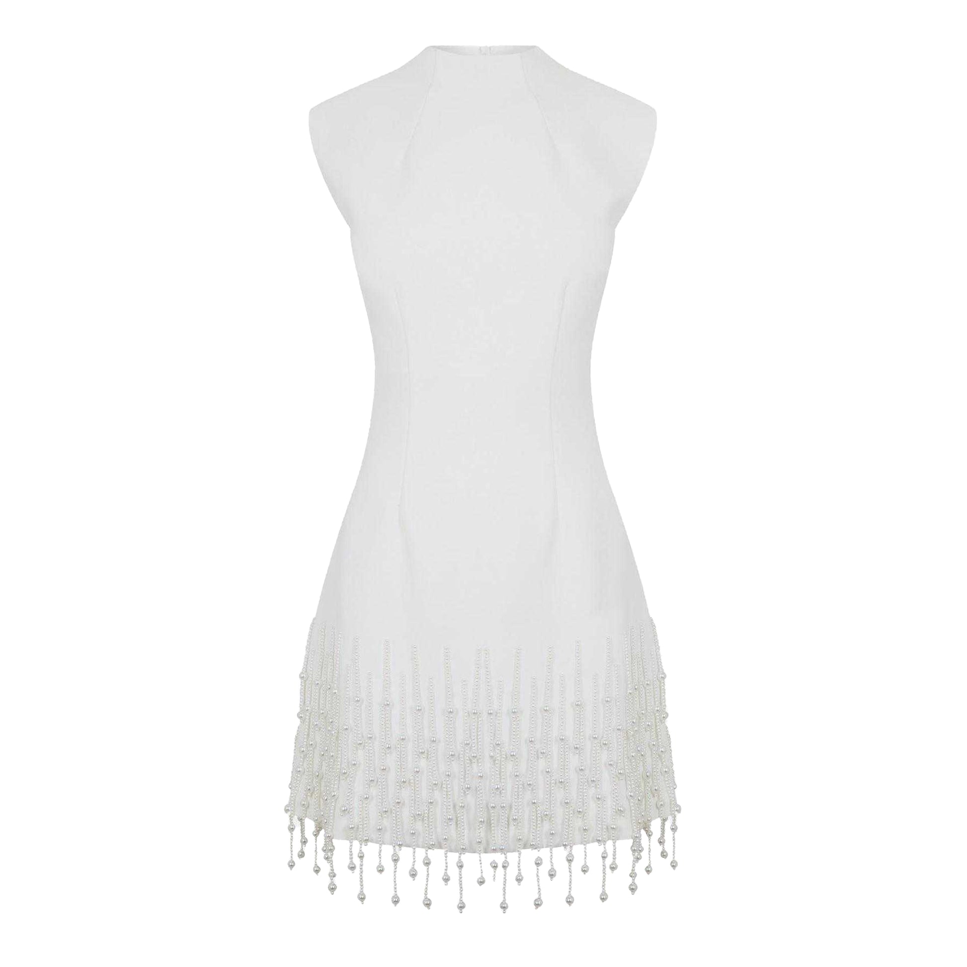 White - Front - Odd Muse Womens-Ladies Pearl Drop Sleeve Dress
