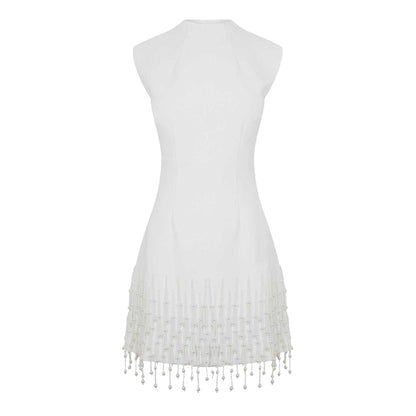 White - Front - Odd Muse Womens-Ladies Pearl Drop Sleeve Dress